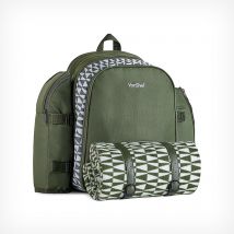 4 Person Green Geo Picnic Backpack