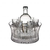 Lismore Diamond Vodka Set with Chill Bowl, Shot Glasses &amp; Silver Insert