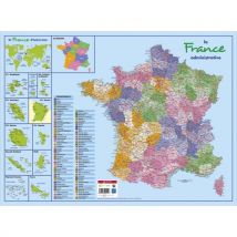 Sous main carte de France en carton vernis - format 40,5 x 55 cm