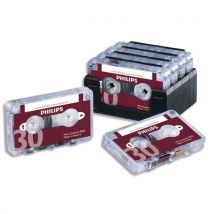 Lot de 10 mini-cassette Philips pour machine à dicter 2x15mm LFH717/03