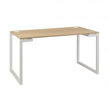 Bureau droit Nexus - L160 x 80 cm - plateau chêne - pieds cadre métal blanc