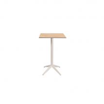 Table mange-debout Edison carrée - ht 110 cm - usage extérieur - plateau basculant en polypropylène - 60 x 60 cm - chêne
