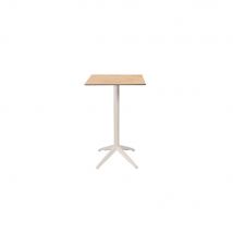 Table mange-debout Edison carrée - ht 110 cm - usage extérieur - plateau basculant en polypropylène - 60 x 60 cm - chêne