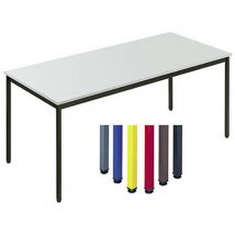 Table polyvalente rectangle - L 180 x P 80 cm - plateau gris - pieds bruns