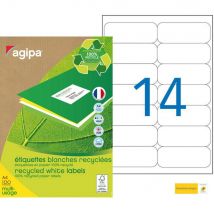 Etiquettes adresses recyclées blanches Apli - 99,1 x 38,1 mm - 100 feuilles A4 - 1400 étiquettes par boîte