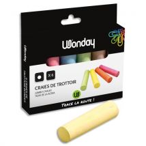 Boîte de 6 craies marelle rondes Wonday longueur 10 cm, diamètre 25 mm assorties