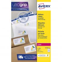 Étiquettes auto-adhésives d'adresses laser Avery - faciles à décoller - 63,5 x 33,9 mm - 24 Étiquettes par feuilles A4 - blanches - paquet 40 feuilles