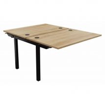 Bureau bench 2 postes Osmose suivant L120 x P163 cm Plateaux Chêne Nebraska Pieds métal Noir