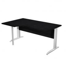 Bureau compact Pulse métal - retour à gauche L160 x P100 cm - plateau noir - pieds L aluminium
