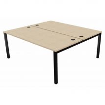 Bureau bench 2 postes Osmose départ L180 x P163 cm Plateaux Chêne Pieds métal Noir