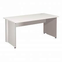 Bureau Droit Impact - L 160 X P 80 Cm - Plateau Blanc - Pieds Pleins Blanc