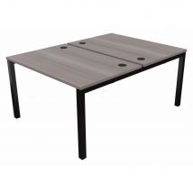 Bureau bench 2 postes Osmose départ L120 x P163 cm Plateaux Cèdre Pieds métal Noir
