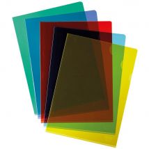 Pochettes coin A4 PVC 10/100 - couleurs assorties - boîte de 100