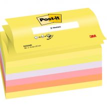 Z-notes Post-it - 7,6 x 12,7 cm - coloris néon assortis - bloc 100 feuilles - lot de 6
