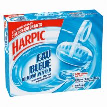 Bloc cuvette WC Harpic Eau bleue - fraicheur marine - 2 en 1 : nettoie et désodorise - lot de 2 blocs