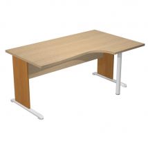 Bureau d'angle compact retour à droite Pulse Bois - L160 x P100 cm - Plateau Chêne - Pieds L aulne