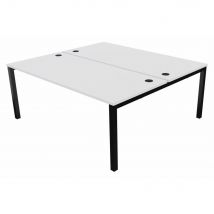 Bureau bench 2 postes Osmose départ L180 x P163 cm Plateaux Blanc Pieds métal Noir