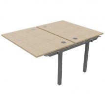 Bureau bench 2 postes Osmose suivant L120 x P163 cm Plateaux Chêne Pieds métal Aluminium