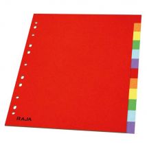 Intercalaires neutres A4+ Raja - en carte standard - 160g - couleur - 12 onglets - Lot de 2