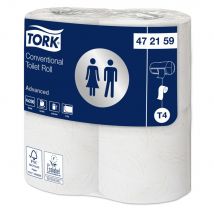Colis de 12 paquets de 4 rouleaux Papier toilette traditionnel Tork - Advanced Blanc 2 plis 200 feuilles
