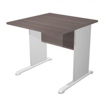 Bureau droit Pulse Tendance - L80 x P80 cm - plateau cendre - pieds L aluminium