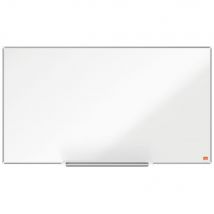 Tableau blanc mural Nobo Widescreen en acier laqué magnétique Nano Clean - Cadre en aluminium 6 mm - Grande largeur 89 x 50 cm