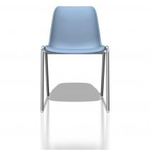 Chaise collectivité coque universelle - polypropylène - bleu clair - pieds métal chromé - Lot de 6