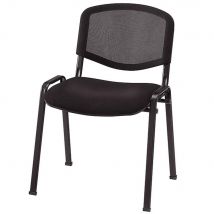 Chaise de réunion & visiteur One - maille filet - noir - pieds noirs - Lot de 4