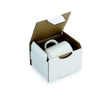 Boîte d'expédition blanche RAJA en carton simple cannelure - L.int. 12 x l.10 x H.8 cm - Lot de 50
