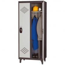 Vestiaire Zephyr - Industrie salissante - 2 colonnes - corps anthracite - portes grises
