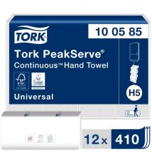 Essuie-mains continu PeakServe 1 pli - 100585 - blanc - carton 12 x 410 unités - pour TORK H5