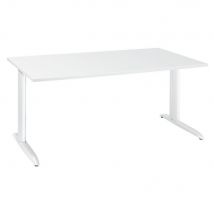 Bureau droit Tempo - L 180 x P 80 cm - plateau blanc - pieds L hauteur ajustable blanc