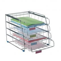 Set de 4 corbeilles à courrier à la francaise en acier chromé