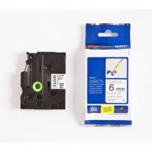 Cassette à ruban Brother pour étiqueteuse TZe-FX211 - Noir sur blanc, 6 mm de large