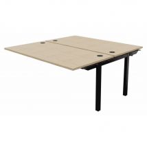 Bureau bench 2 postes Osmose suivant L160 x P163 cm Plateaux Chêne Pieds métal Noir