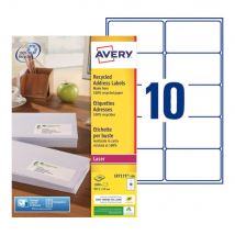 Étiquettes adresses recyclées LR7173 Avery - pour imprimante laser - 99,1 x 57 mm - blanc - 1000 étiquettes par boîte