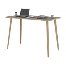 Table haute Knot - H 110 x L160 x 80 cm - plateau noir - pieds inclinés en bois chêne