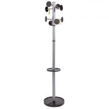 Portemanteau 8 patères Alba Stan 3 - hauteur 175 cm - coloris métal et noir