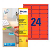 Etiquettes de couleur enlevable Avery L6034 - rouge - 63,5x33,9mm - boîte de 480