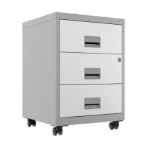 Caisson mobile Horizon - 3 tiroirs - aluminium - tiroirs blanc