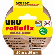 Ruban adhésif d'emballage en polypropylène silencieux Rollafix - 46 microns - 50 mm x 50 m - havane