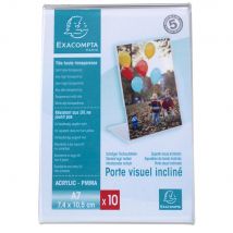 Présentoir de table vertical incliné de carte de visite A7 Exacompta Cristal - Transparent - Lot de 10