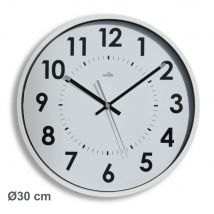 Horloge murale silencieuse à quartz - diamètre 30cm - blanc