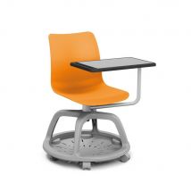 Chaise coque de formation Mélodie sur roulettes avec tablette écritoire - Polypropylène Orange