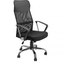 Fauteuil de bureau Simeon maille et tissu avec accoudoirs et appui-tête - noir