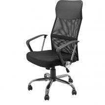 Fauteuil de bureau Simeon maille et tissu avec accoudoirs et appui-tête - noir