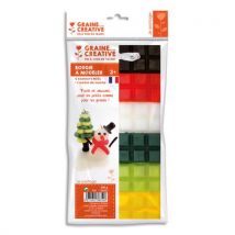 Lot de 6 plaques de cire à modeler 240g, couleur Noël, noir,rouge,blanc,jaune,vert clair,vert foncé