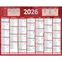 Calendrier bancaire rouge - 21 x 26,5 cm