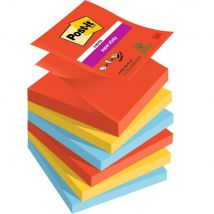 Z-Notes repositionnables Post-it Playful 76 x 76 mm coloris assorties - 6 blocs de 90 feuilles
