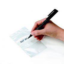 Sachet plastique Raja à fermeture zip et bande d'écriture - 6 x 8 cm - Epaisseur 50 microns - Transparent (carton 1000 unités)